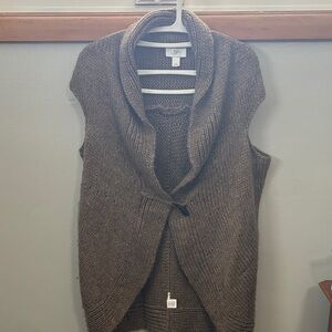 LOFT Women's Cowl Neck Brown Sweater Vest